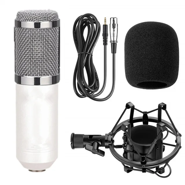 White BM800 караоке микрофон студия Конденсатор mikrofon KTV BM 800 микрофон для радио braodcasing поет и записывает компьютер bm-800 - Цвет: White