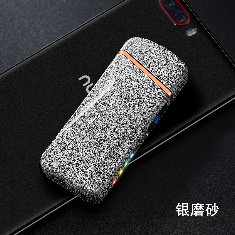 Usb зарядка шатер дисплей питания зажигалки новинка металлическая двойная дуга ветрозащитная Электронная зажигалка для мужчин подарок курильщик - Цвет: 9