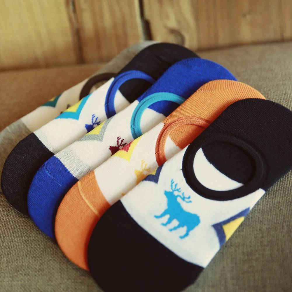 Летние мужские невидимые персональные олененки хлопковые весенние носки