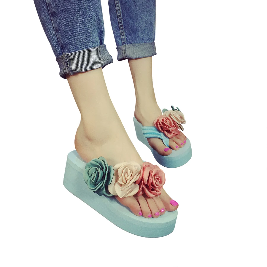 

New Women Sandals Fashion Flower Summer Sandals Wedges Flip Flops Platform Slippers Shoes Slippers Zapatillas Chinelo Sandalia
