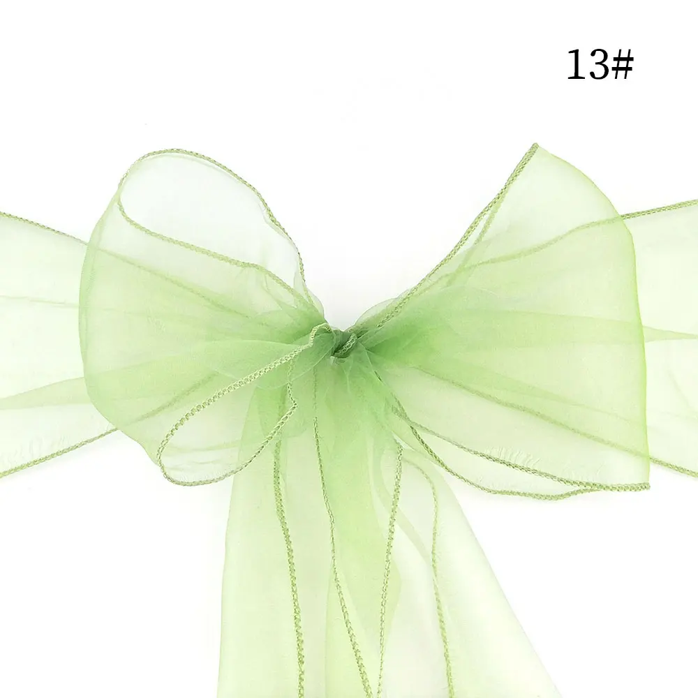 Chair Sash Bow 13 50 шт. 18 см* 275 см органза Свадебная лента на стул пояса платье с пышной фатиновой юбкой и бантом чехол для стула, стола бегунки для свадьбы или торжественного случая, украшенные вечерние украшения для самодельного изготовления - Цвет: Chair Sash Bow 13