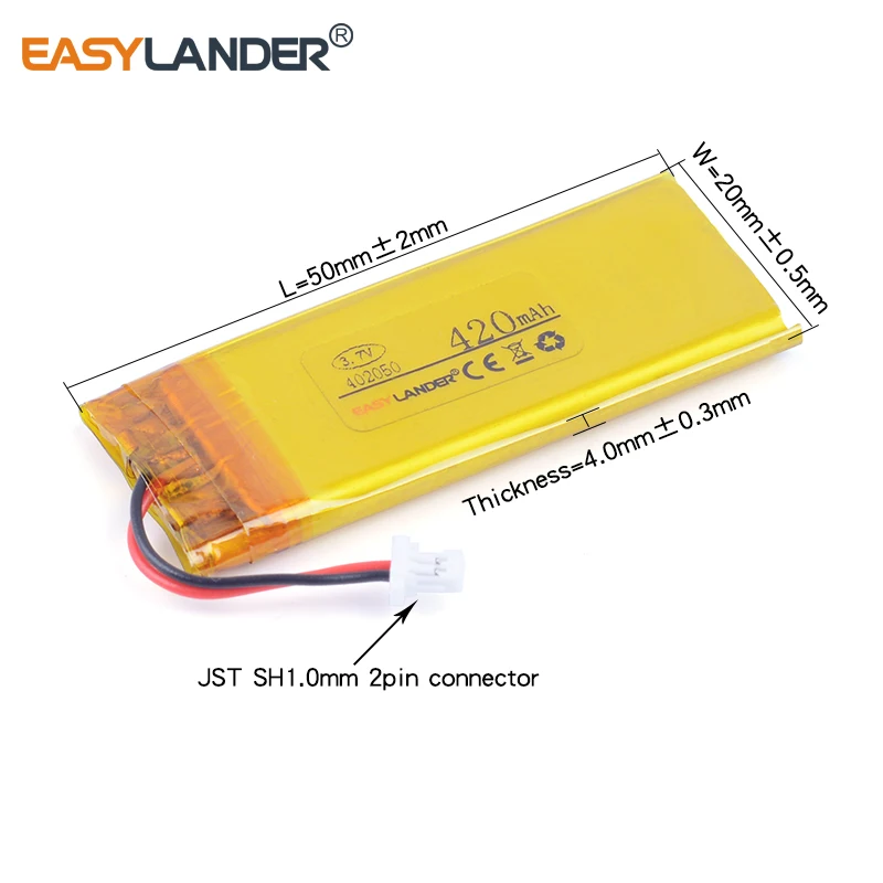 402050 452050 3 7 V 420mAh литий полимерный ионный аккумулятор для MP3 MP4 DVR GPS BAT00003 WW452050PL_C Bluetooth