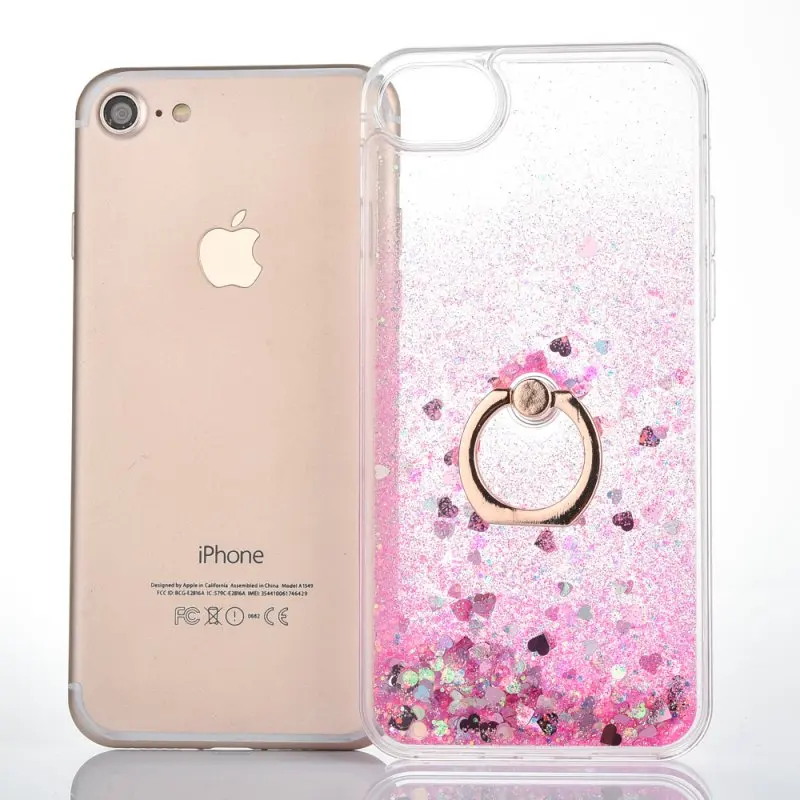 Кольца Чехлы для Apple iPhone 5 5S SE 6 6s 7 8 Plus X XS XR XS Max 5se s блестящая Жидкостная динамика держатель Мягкая задняя крышка чехол для телефона
