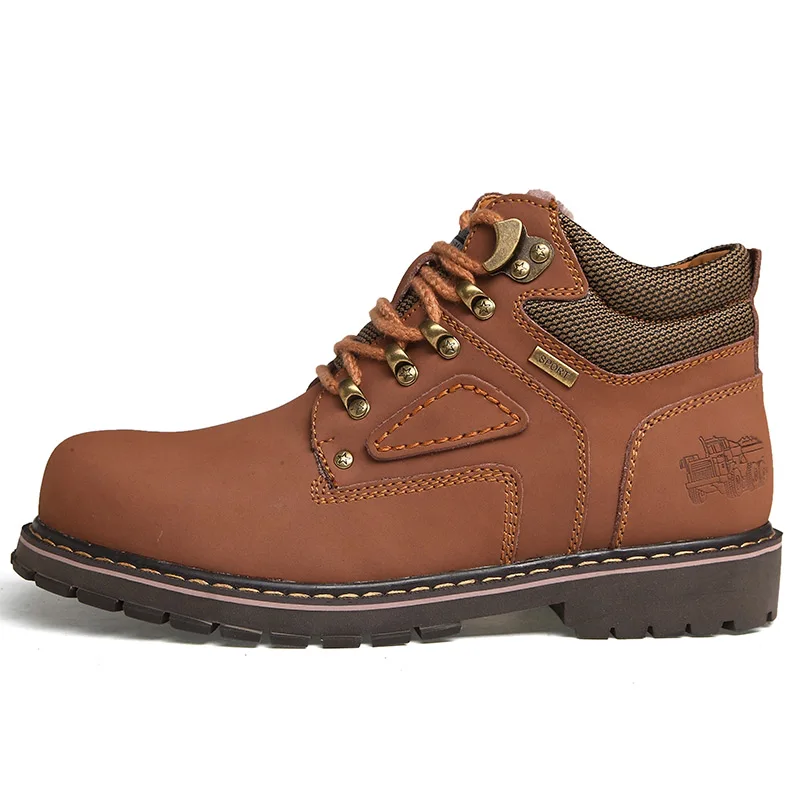 Мужские ботинки 2017 зимние Пояса из натуральной кожи теплые Ботильоны для Для