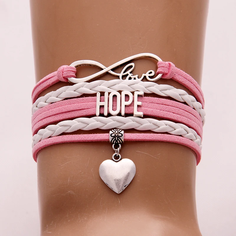 (10 шт./лот) Бесконечность любовь надеюсь браслеты ручной работы сердце Шарм