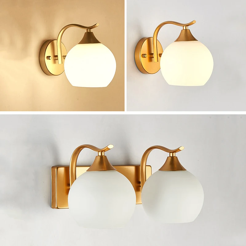 New Creative Single/Double Heads Round Ball Wall Lamp Modern Minimalist Gold E27 Light For Bedroom Corridor Hotel Bar Decor | Лампы и