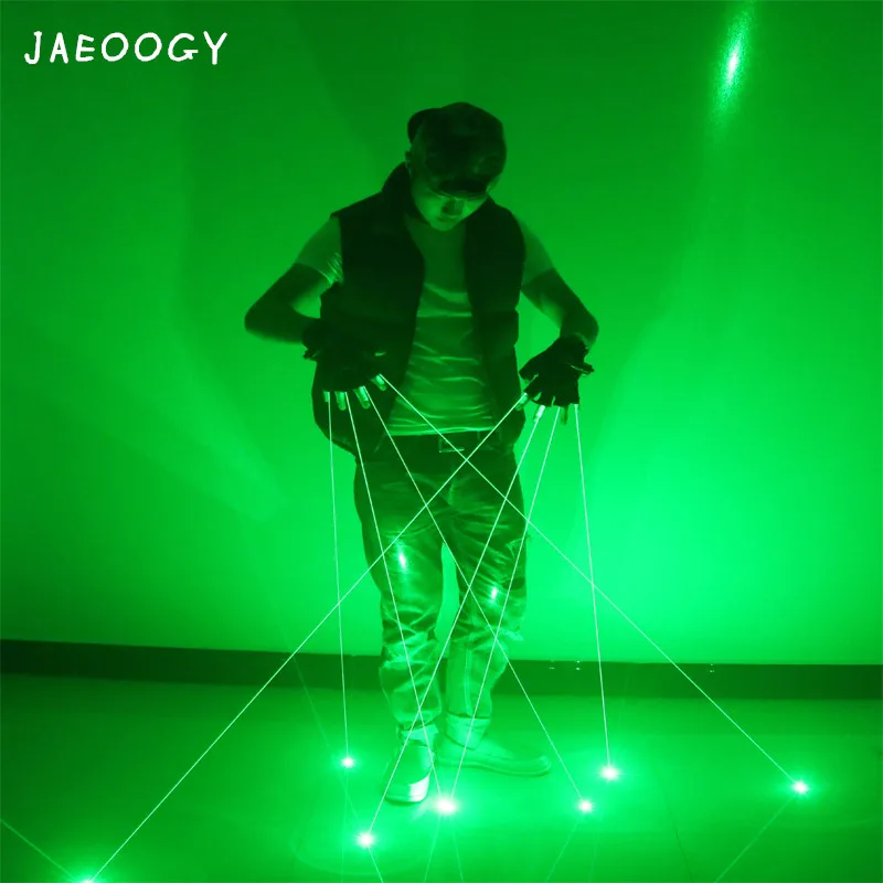 Бесплатная доставка креативная Зеленая лазерная перчатка с полупальцами