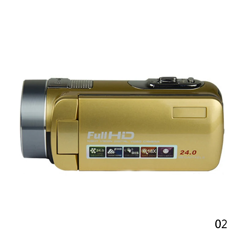 Новые поступления, Full Hd 1080p CMOS 16X цифровая видеокамера, видеокамера для дома и улицы, для путешествий, с функцией захвата лица, ночная съемка - Цвет: Golden