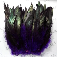 craft feathers 100pcslot 6 8 purple colour badger saddle rooster feathersdecorative feathersnatural feathers for craft