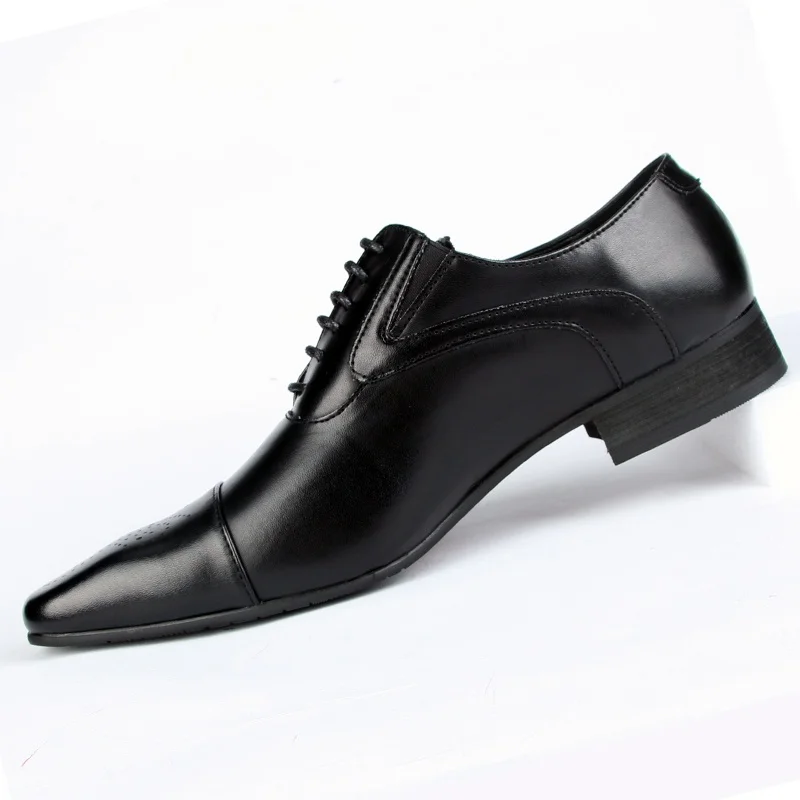 Роскошные мужские деловые туфли из натуральной кожи с острым носком Мужские