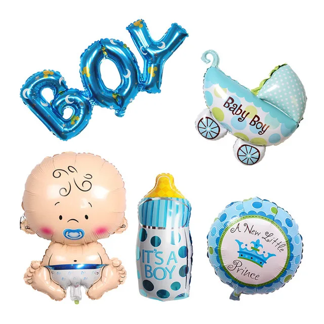 2-Boy blue prince Детские украшения для душа фольга Воздушные шары его мальчик девочки для празднования первого дня рождения украшения дети свадебные украшения вечерние принадлежности - Цвет: 2-Boy blue prince