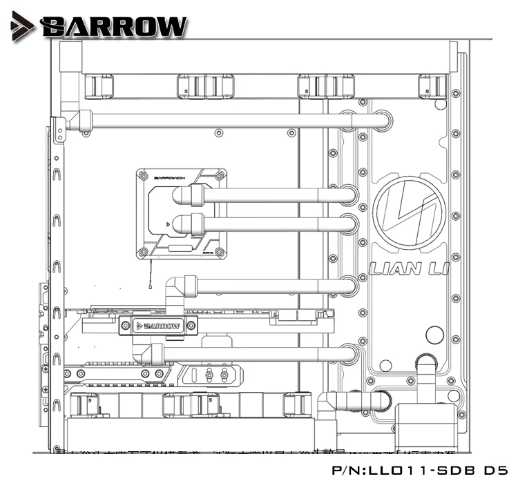 Barrow Acrylic Board as Water Channel use for LIAN LI O11 Dynamic Computer Case / Screw Fix/Instead Reservoir/5V 3PIN RGB Light