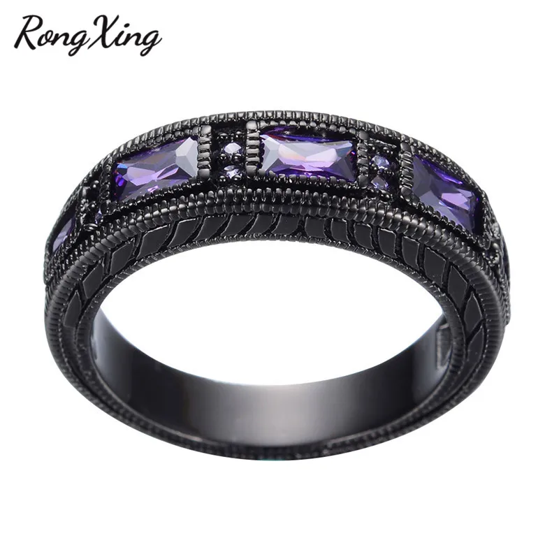 Женское кольцо RongXing с фиолетовым кубическим цирконием элегантное Ювелирное