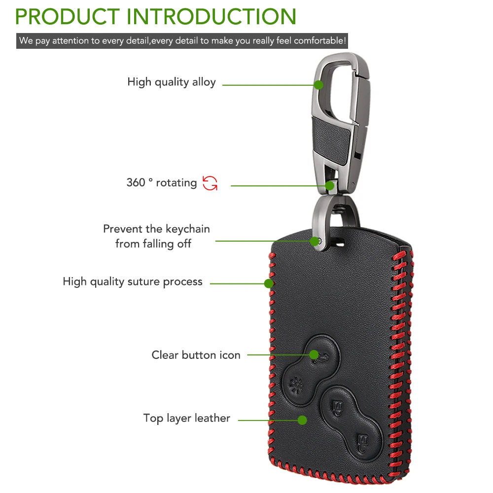 Новый дизайн кожаный чехол для ключей Автомобильный Стайлинг Renault Duster Megane 2 3 Captur