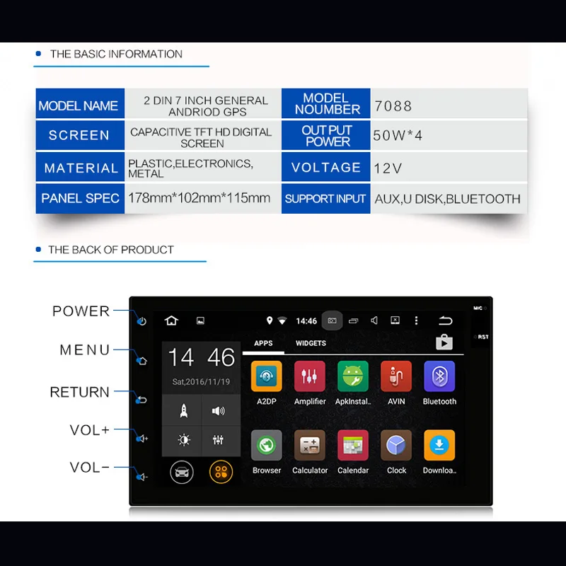 Новый 7 &quotAndroid 5.1 core 16 г HD 1024*600 Экран 2 дин GPS Радио стерео проигрыватель С АПК 3G WI-FI
