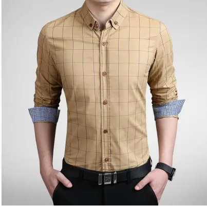 2018 Plaid Shirts Men Casual Long Sleeve Mens Dress Fashion Man Plus size 3XL 4XL 5XL N-5 | Мужская одежда