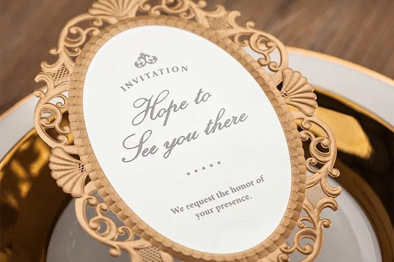 Новый стиль розовый зеркало Форма лазерная резка Свадебная Открытка Приглашения