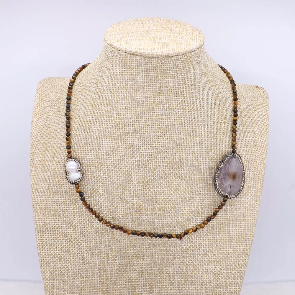 Ожерелье из натурального камня смешанные виды бусин druzy ожерелье драгоценные