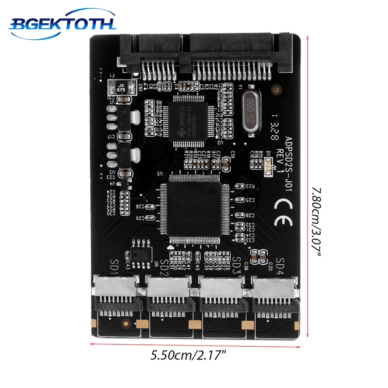 4 Micro SD/TF карта на SATA 22pin адаптер RAID Quad TF карта на SATA 2,5 конвертер Feb7