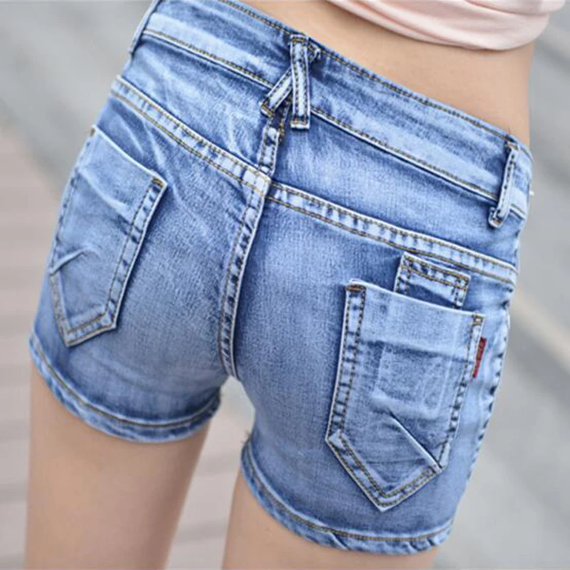 Мода 2017 г. Пуговицы Ретро эластичный Шорты с высокой талией feminino Джинсовые шорты