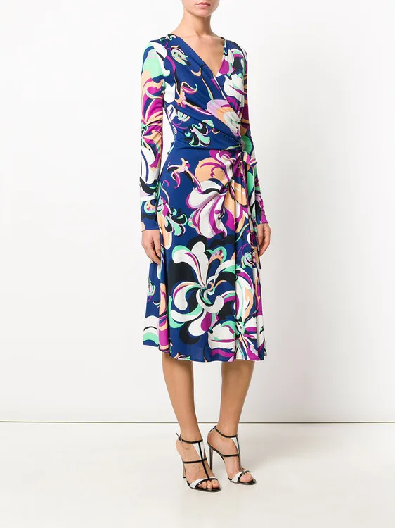 Женское дизайнерское платье с длинным рукавом облегающее шелковое из эластичной