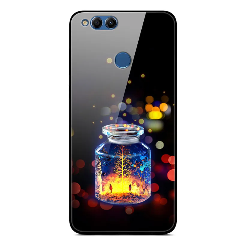 23 Чехол из закаленного стекла для huawei honor 7X, чехол с изображением планеты космоса, противоударный стеклянный чехол-накладка для huawei honor 7X X7 7X5,9", Чехол - Цвет: 23