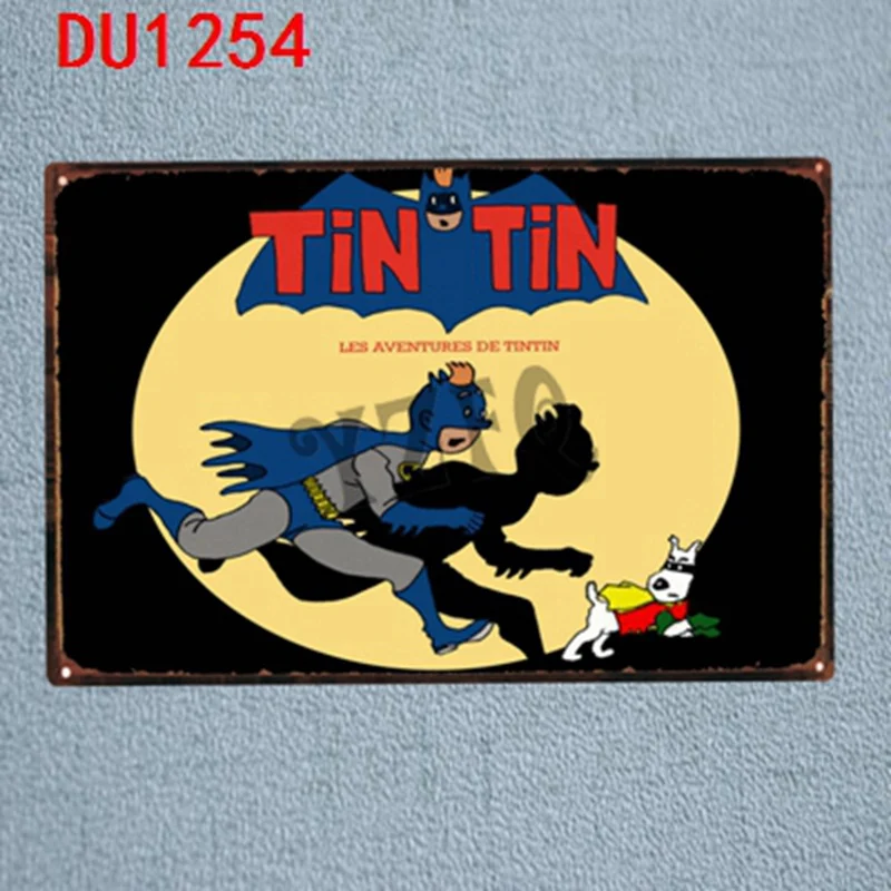 Tintin мультфильм оловянные знаки металлическая пластина настенный паб детская комната Домашний декор вечерние Винтаж Железный плакат Куадрос DU-1253