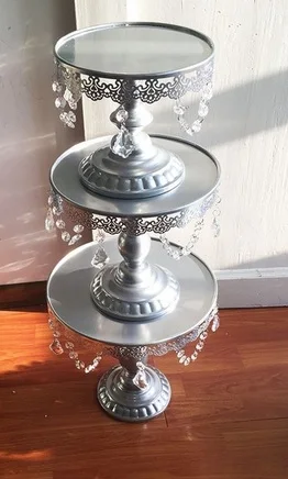 3pcs silver Белая подставка для свадебного торта, набор из 18 предметов, Рождественская подставка для кекса, барная посуда для украшения, инструменты для приготовления торта, набор посуды для выпечки, вечерние столовые приборы - Цвет: 3pcs silver