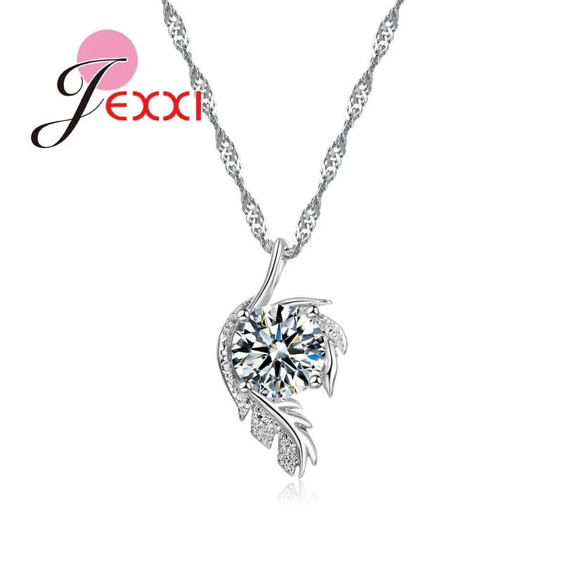 

Genuine White Cubic Zirconia Pendant Necklace 925 Sterling Silver Chain Fine Jewelry for Women Simple Birthday Gifts