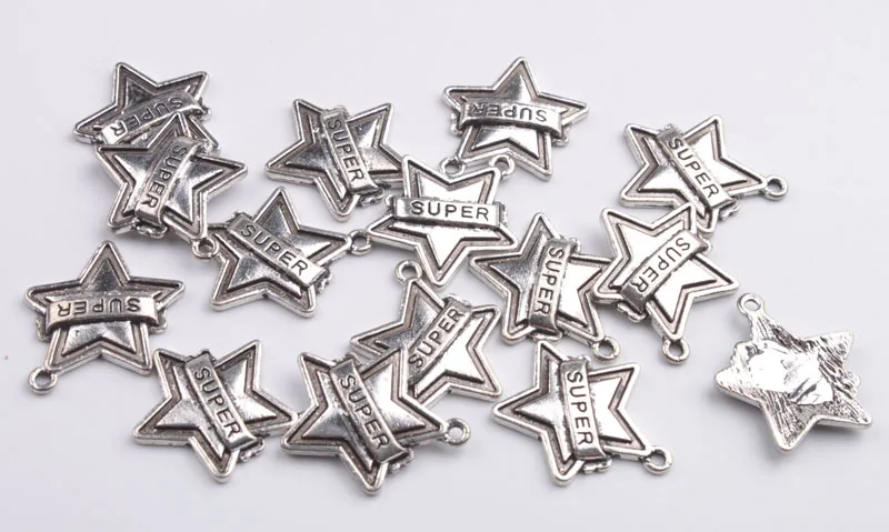 

20PCS Antiqued Silver SUPER Star Charms #92254