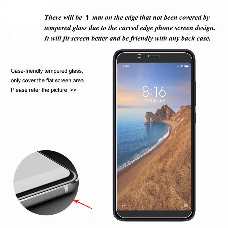 Protector de pantalla de vidrio templado para Xiaomi Redmi 7A, vidrio templado para Xiaomi Redmi 7A, pel&iacute;cula Wolfsay, 2 uds.-2