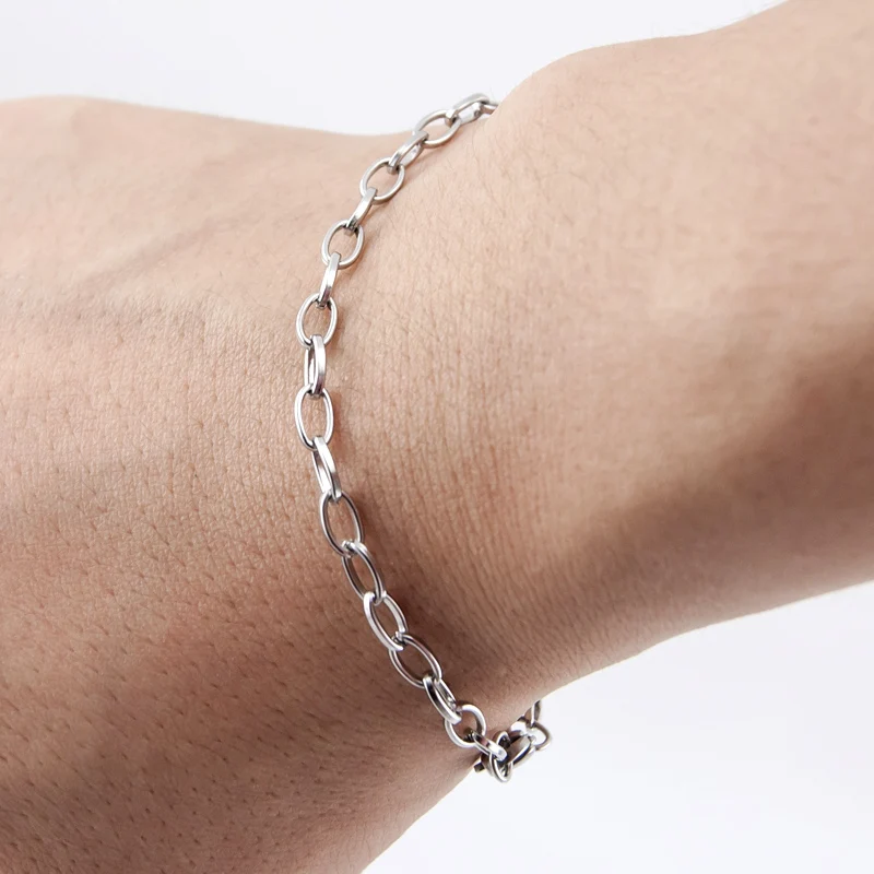 Женский овальный браслет-цепочка Pulsera Mujer из нержавеющей стали ширина 4 мм ручные