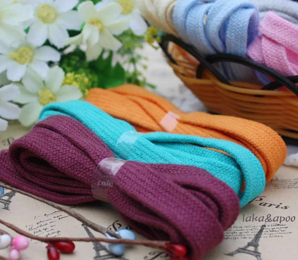 12 мм Разноцветные хлопковые веревки для шнурков спортивные кроссовки плоские