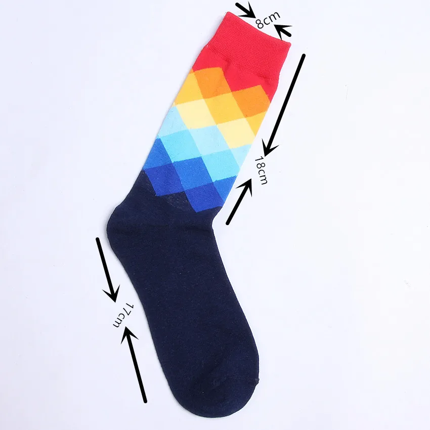 Счастливые носки радужного цвета Летние Стильные хлопковые мужские до колена