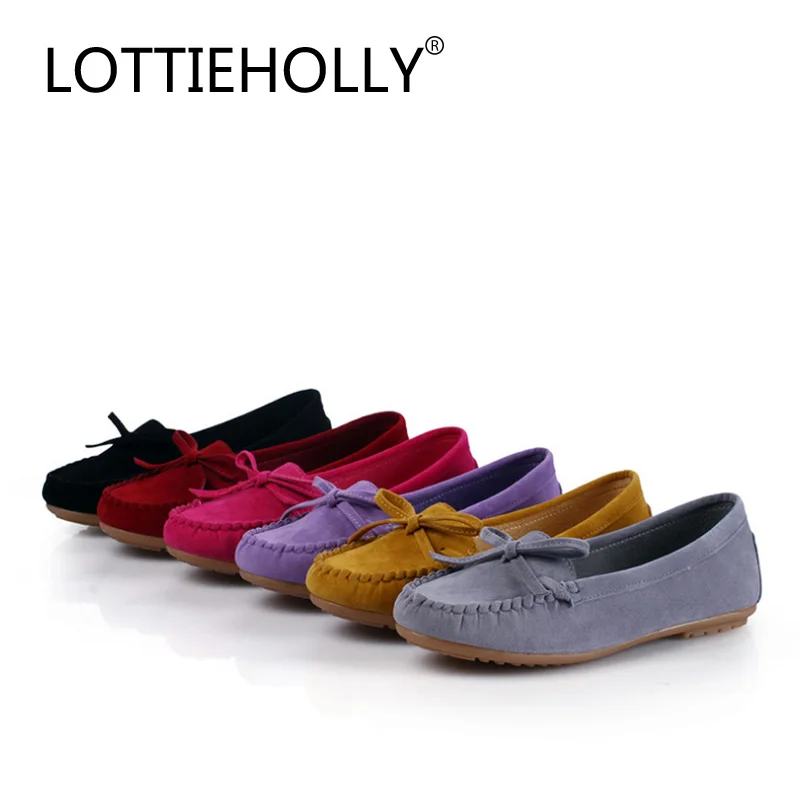 LOTTIEHOLLY/модные однотонные женские лоферы на плоской подошве с бантом бабочкой