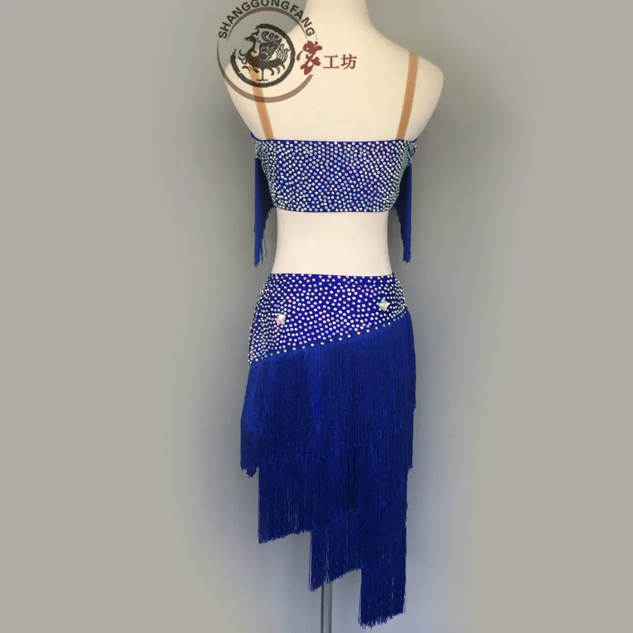 Одежда для латиноамериканских танцев девочек топ из спандекса с кисточками и