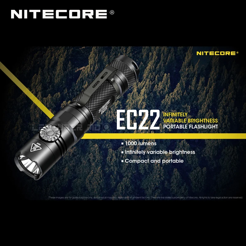 Nitecore EC22 CREE XP-L HD V6 светодиодный 1000 люмен бесступенчатая Яркость Портативный фонарик для исследования на открытом воздухе