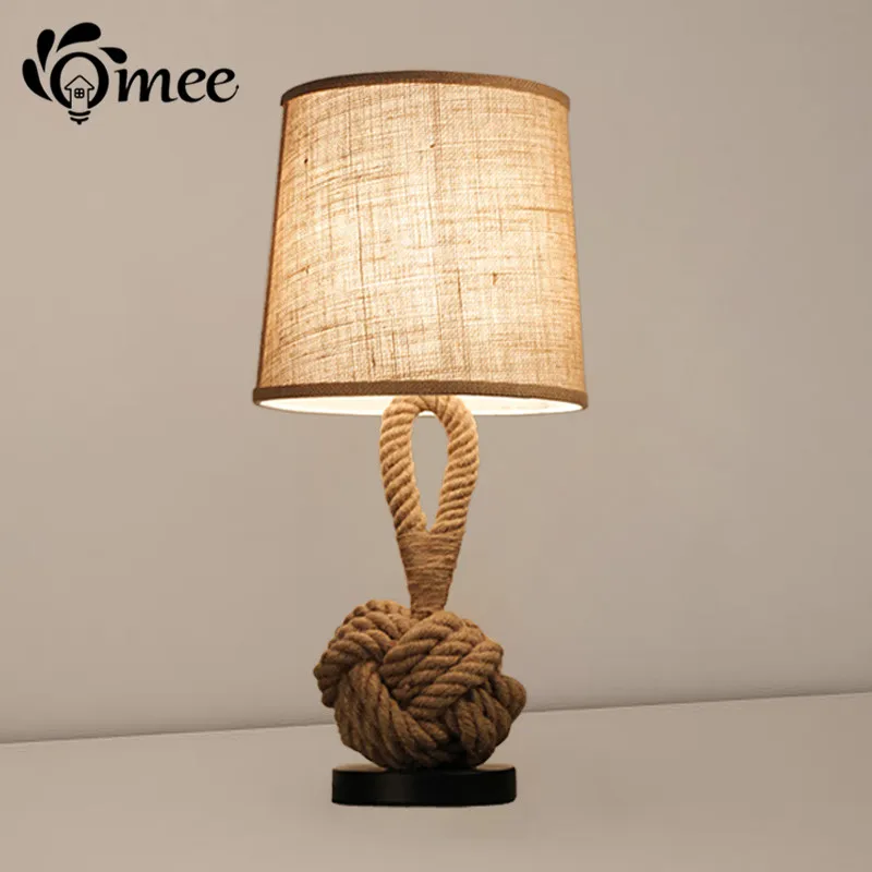 Винтажный веревочный Настольный светильник для домашнего кабинета настольные