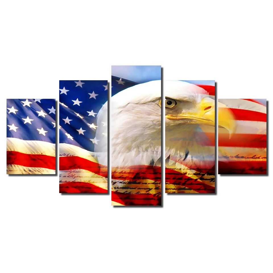 5 шт. Холст Искусство флаг орла США печатная Настенная картина домашний декор