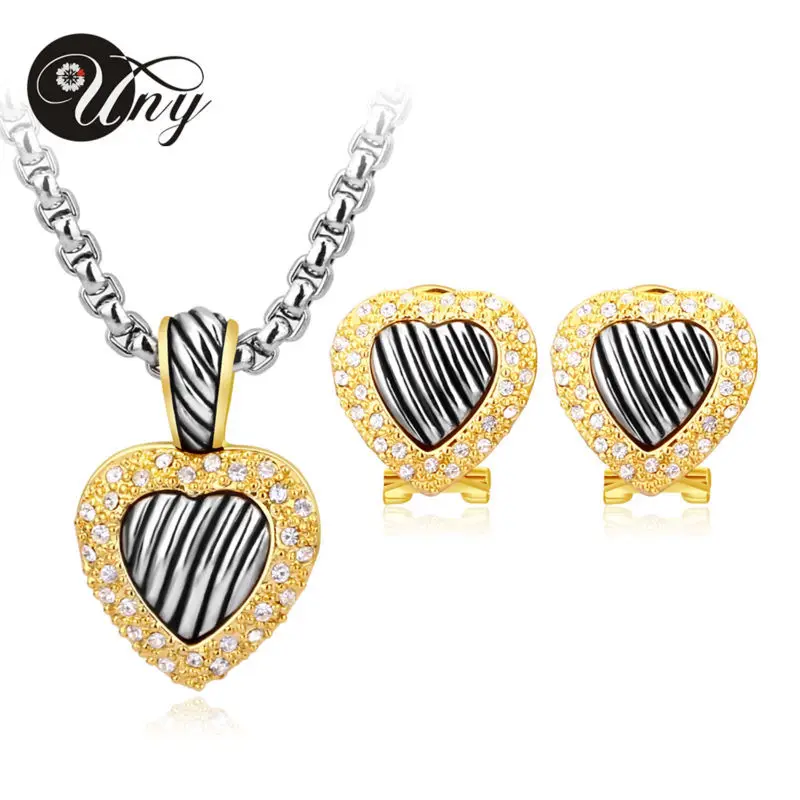 Uny модных брендов jewelries комплекты сердце женщины комплект ювелирных jewelries комплекты роскошный комплект ювелирных изделий Новогодние товары подарок