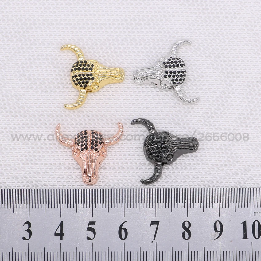 12 шт. микро паве голова быка кулон кубический циркон боковое отверстие бисер DIY