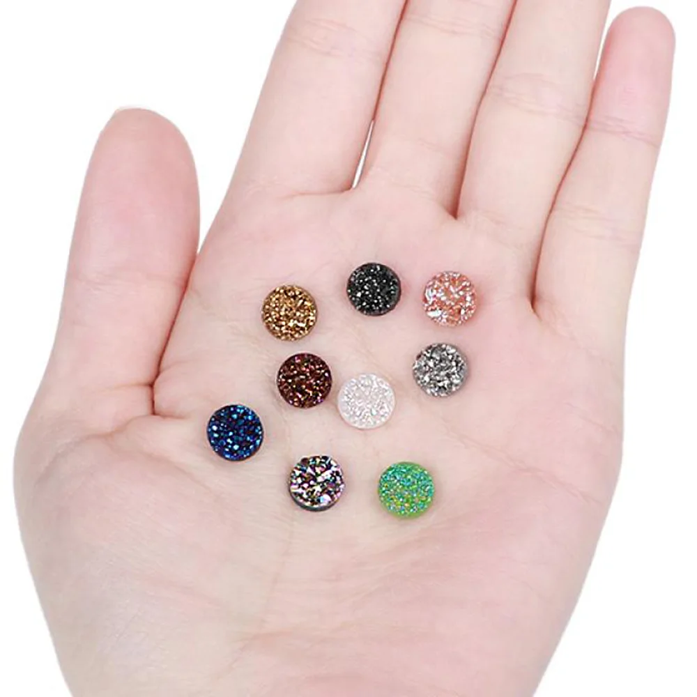 ShinyGem 12 мм Круглый камень друзы кабошон для колец минеральный кристалл кабошон натуральный камень бусины для рукоделия ювелирных изделий