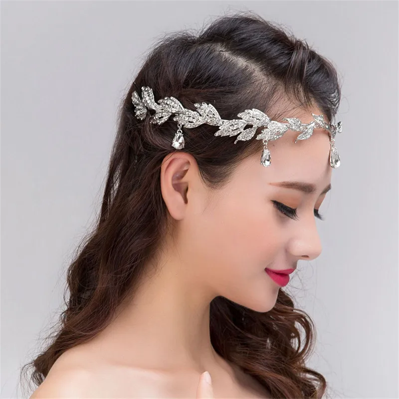 Женские свадебные аксессуары для волос серебряная цепочка на голову со стразами
