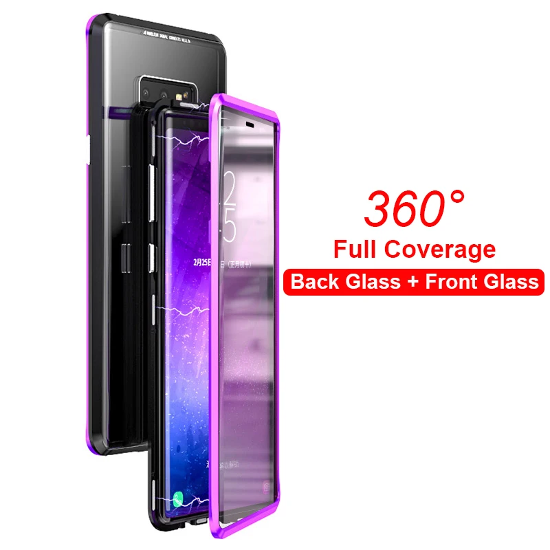 Black Purple Чехол для samsung Galaxy Note 10 Plus, магнитный чехол для samsung. S 8.S 9.S 10. Plus, чехол для samsung Note8 Note9, чехол s - Цвет: Black Purple