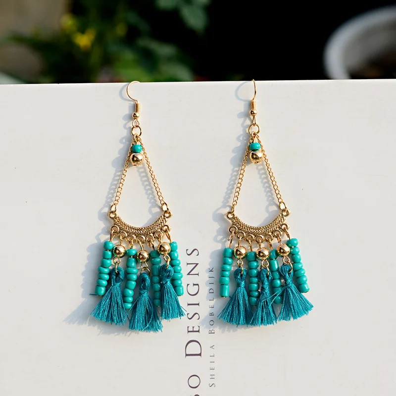 Классические женские Геометрические длинные серьги кисточки из сплава