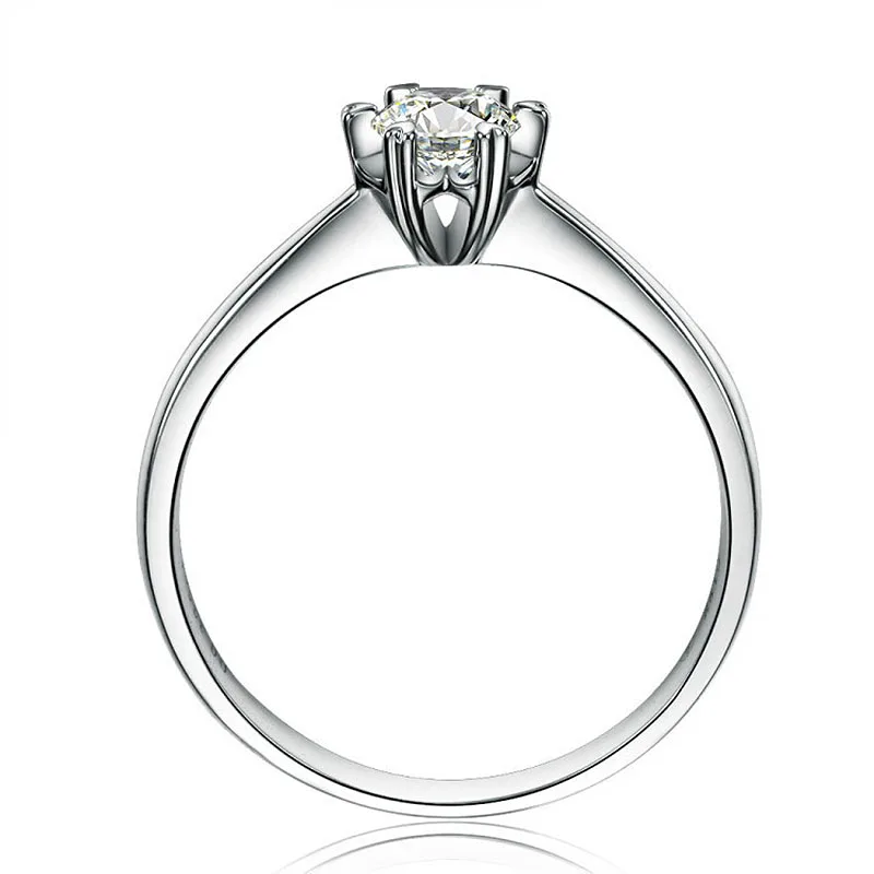 925 Настоящее серебро 925 пробы круглая огранка 0.5ct Сердце 6 зубец муасанит соларит кольцо твердое кольцо обручальное кольцо ювелирные изделия для женщин