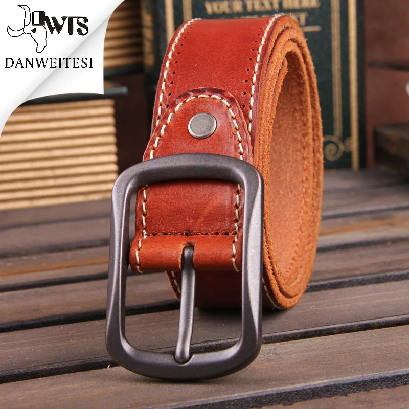 Мужской ремень из натуральной коровьей кожи [DWTS] роскошный с пряжкой 100 130 см