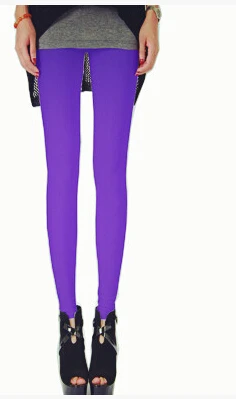 Purple CoolCheer брендовые сексуальные однотонные яркие неоновые женские леггинсы размера плюс, растягивающиеся джеггинсы, одежда для фитнеса, балетные брюки для танцев - Цвет: Purple