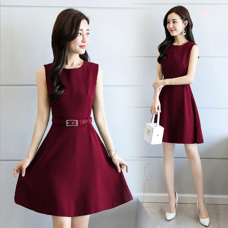 2018 новые летние без рукавов в Корейском стиле приталенное платье | Женская одежда