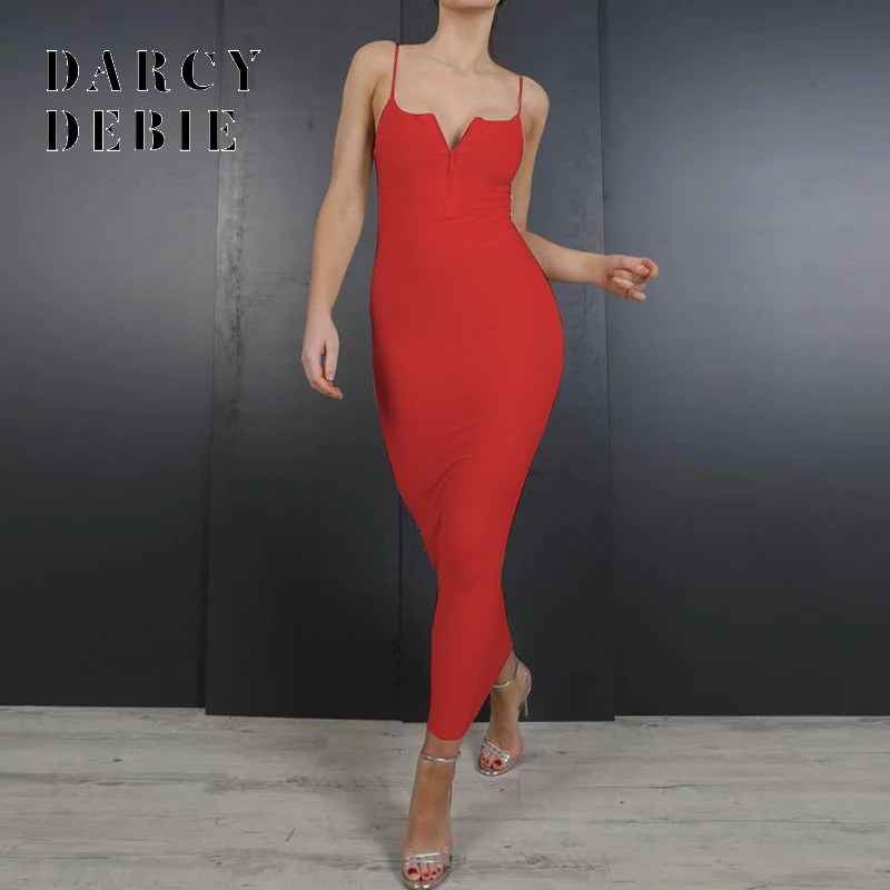 Черное сексуальное облегающее летнее платье Darcydebie 2019 длинное на бретелях